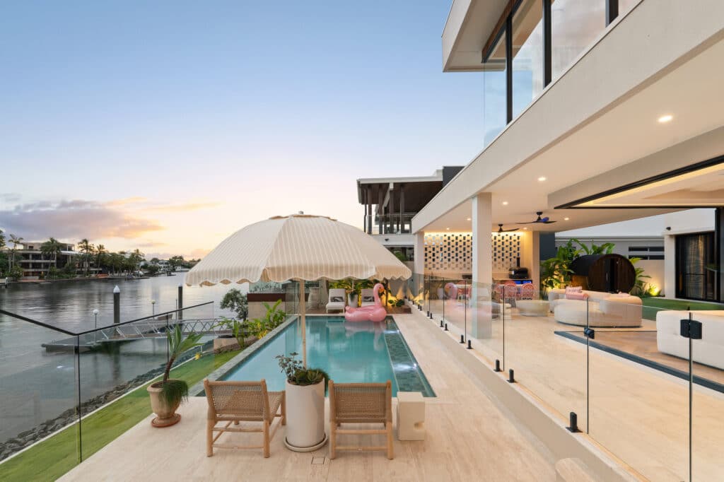 luxury waterfront home Broadbeach Waters project pool area landscaping
